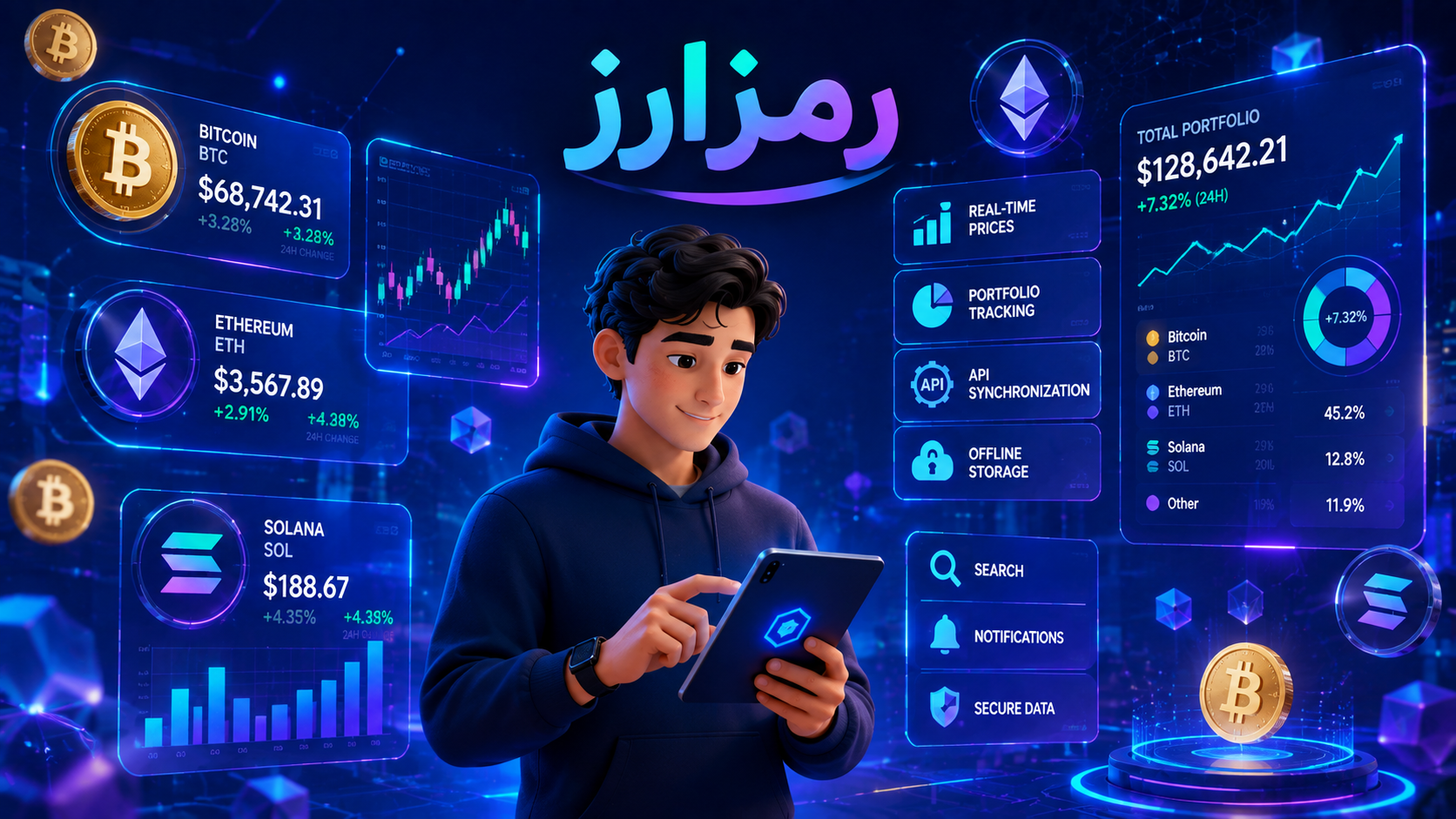 نمای اپلیکیشن رمزارز
